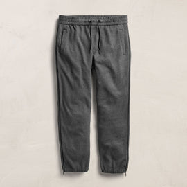 Brushed Cotton Suede Piped Track Pant - Flannel/Black