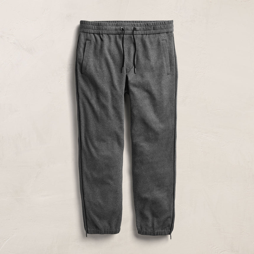 Brushed Cotton Suede Piped Track Pant - Flannel/Black