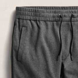 Brushed Cotton Suede Piped Track Pant - Flannel/Black