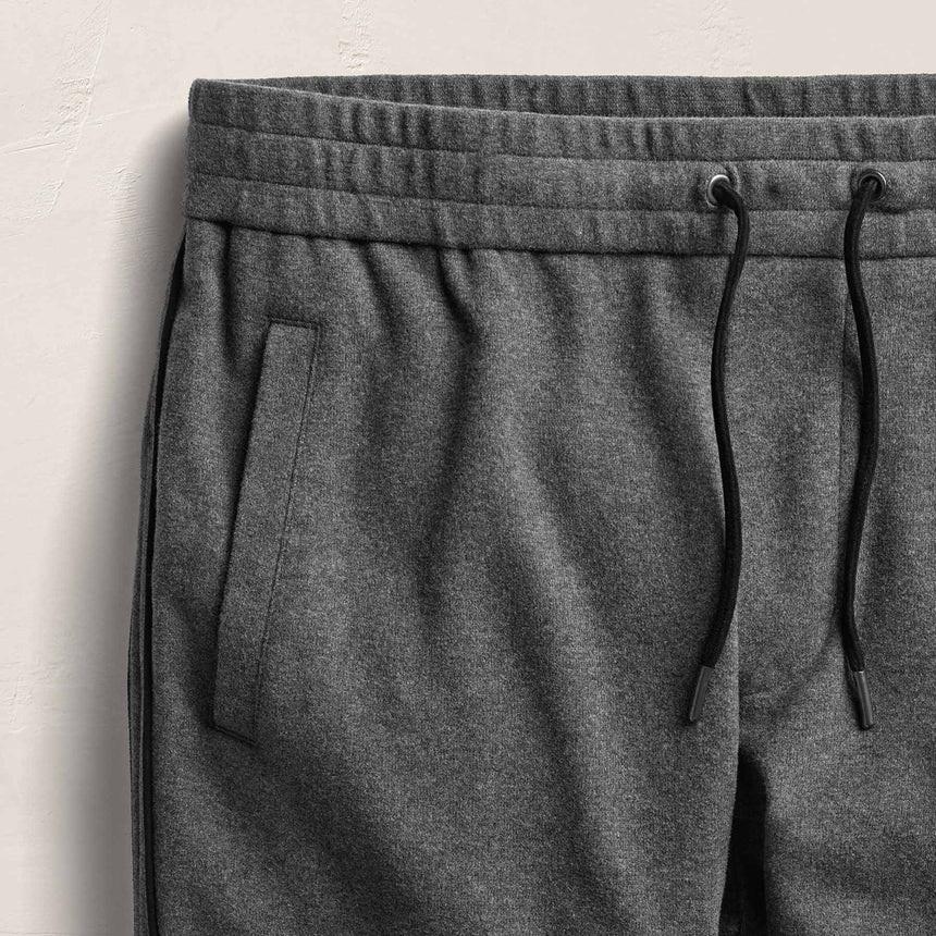 Brushed Cotton Suede Piped Track Pant - Flannel/Black
