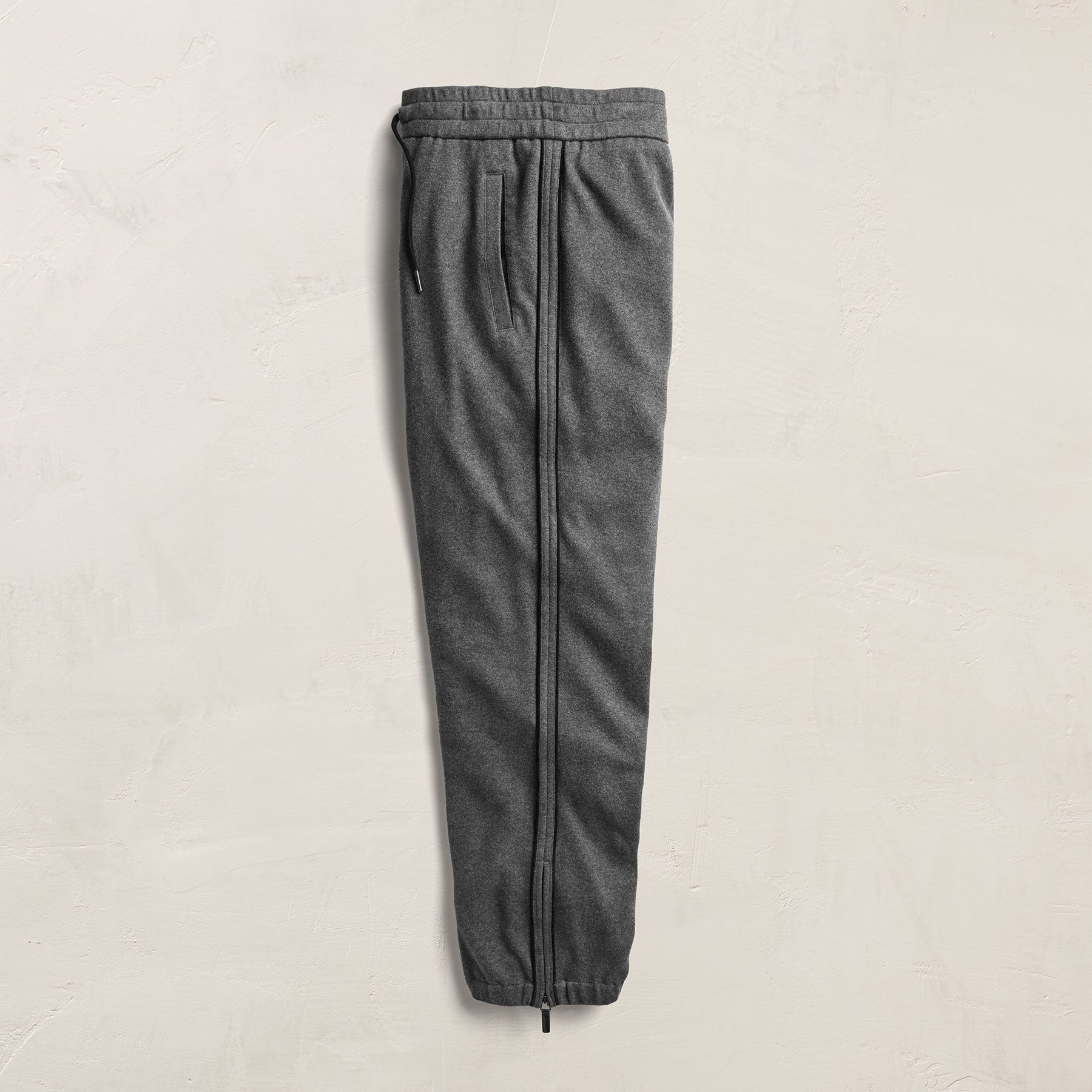 Brushed Cotton Suede Piped Track Pant - Flannel/Black