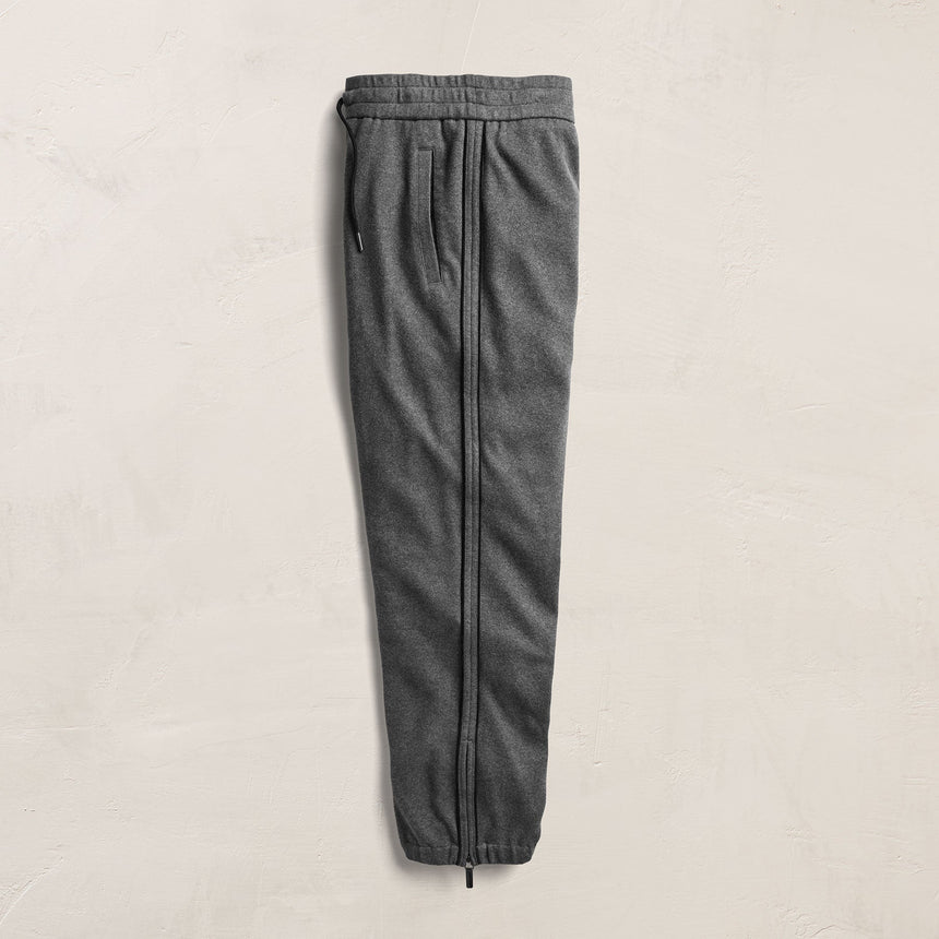 Brushed Cotton Suede Piped Track Pant - Flannel/Black