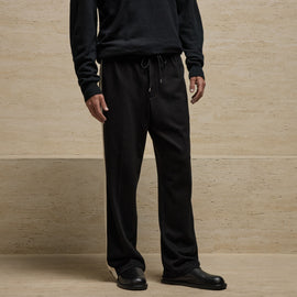 Brushed Cotton Side Stripe Pant - Black/Ivory
