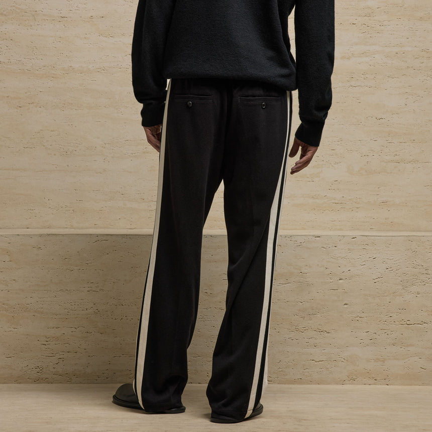 Brushed Cotton Side Stripe Pant - Black/Ivory