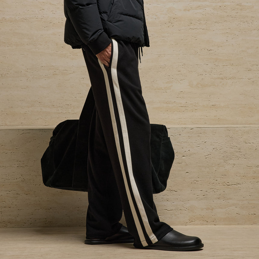 Brushed Cotton Side Stripe Pant - Black/Ivory