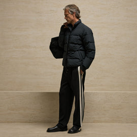Brushed Cotton Side Stripe Pant - Black/Ivory