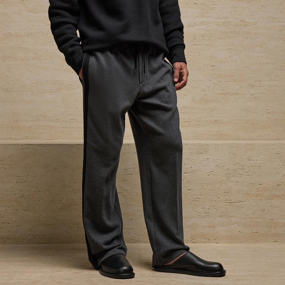 Brushed Cotton Side Stripe Pant in Flannel/Black | James Perse Los Angeles