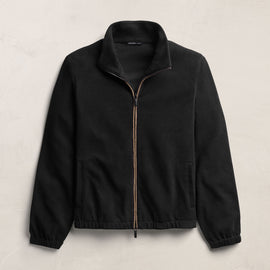 Brushed Cotton Suede Piped Track Jacket - Black/Cariobou | James Perse Los Angeles
