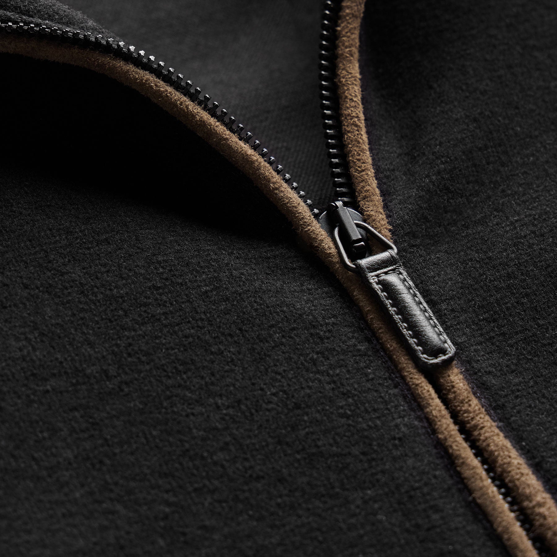 Brushed Cotton Suede Piped Track Jacket - Black/Cariobou | James Perse Los Angeles