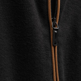 Brushed Cotton Suede Piped Track Jacket in Black/Whiskey | James Perse Los Angeles FLAT