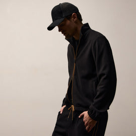 Brushed Cotton Piped Jacket in Black/Whiskey | James Perse Los Angeles