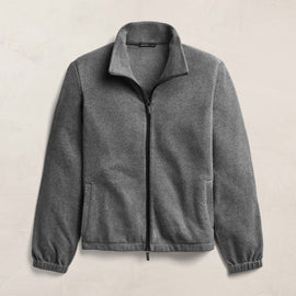 Brushed Cotton Suede Piped Track Jacket - Flannel/Black | James Perse Los Angeles