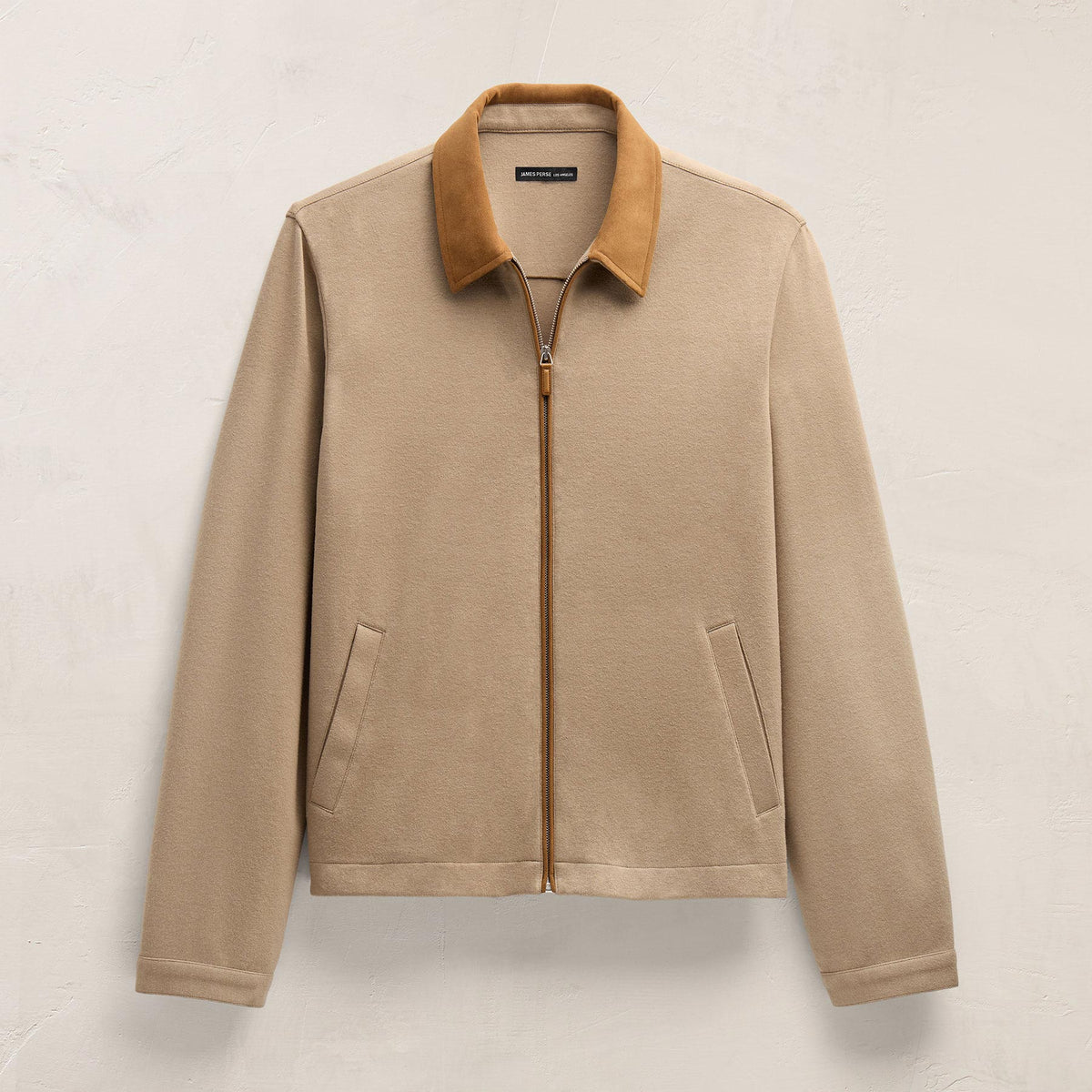 Brushed Cotton Coach Jacket in Soft Beige/Whiskey | James Perse