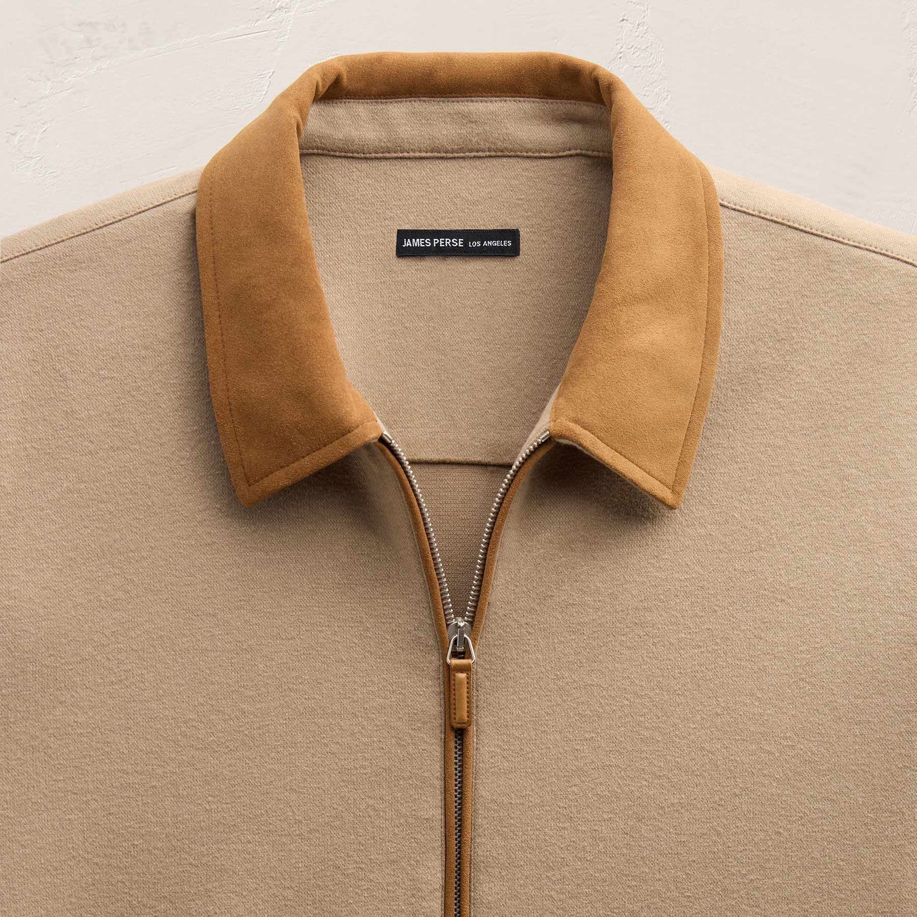 Brushed Cotton Coach Jacket in Soft Beige/Whiskey | James Perse