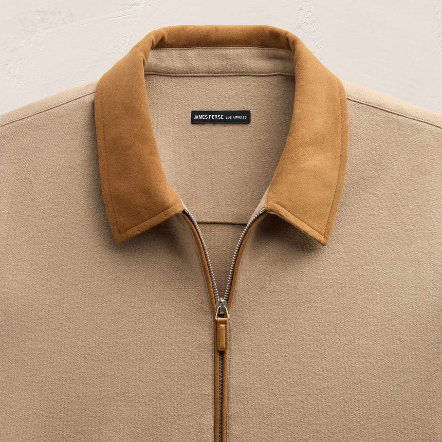Brushed Cotton Jacket in Soft Beige/Whiskey | James Perse Los Angeles