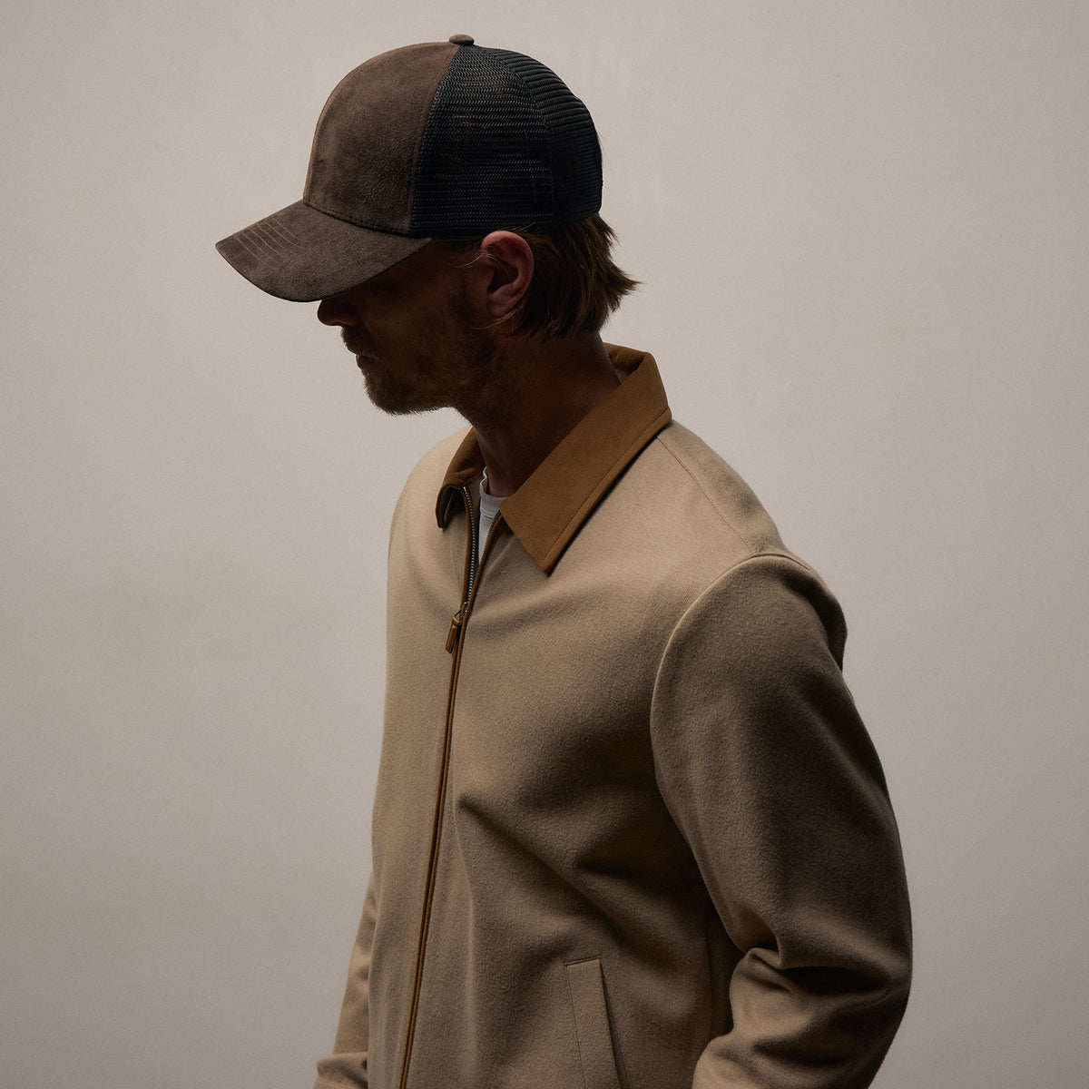 Brushed Cotton Jacket in Soft Beige/Whiskey | James Perse Los Angeles