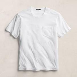 Brushed Lotus Jersey Pocket Tee - White