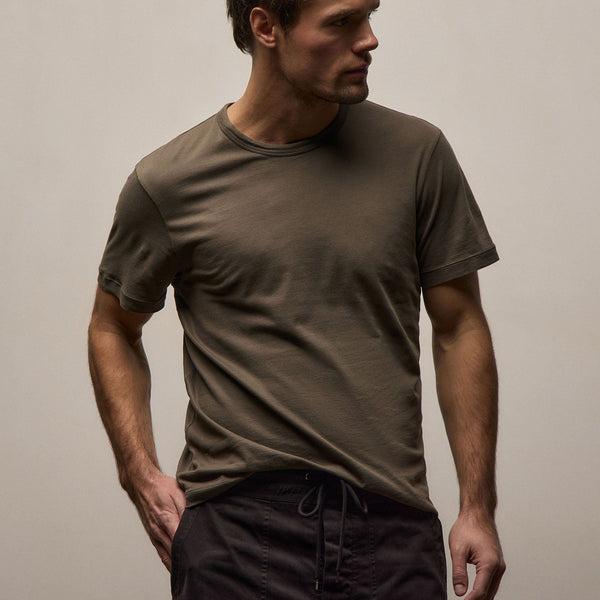 Brushed Lotus Crew in Army Green | James Perse Los Angeles