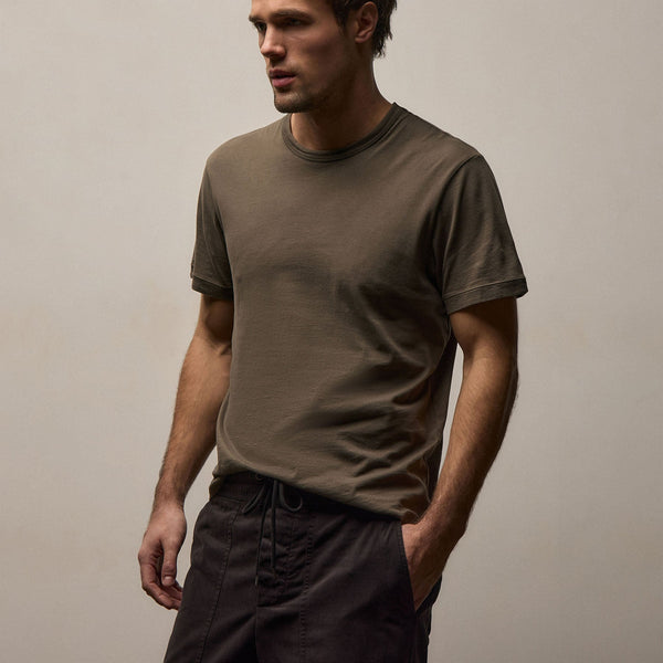 Brushed Lotus Crew in Army Green | James Perse Los Angeles