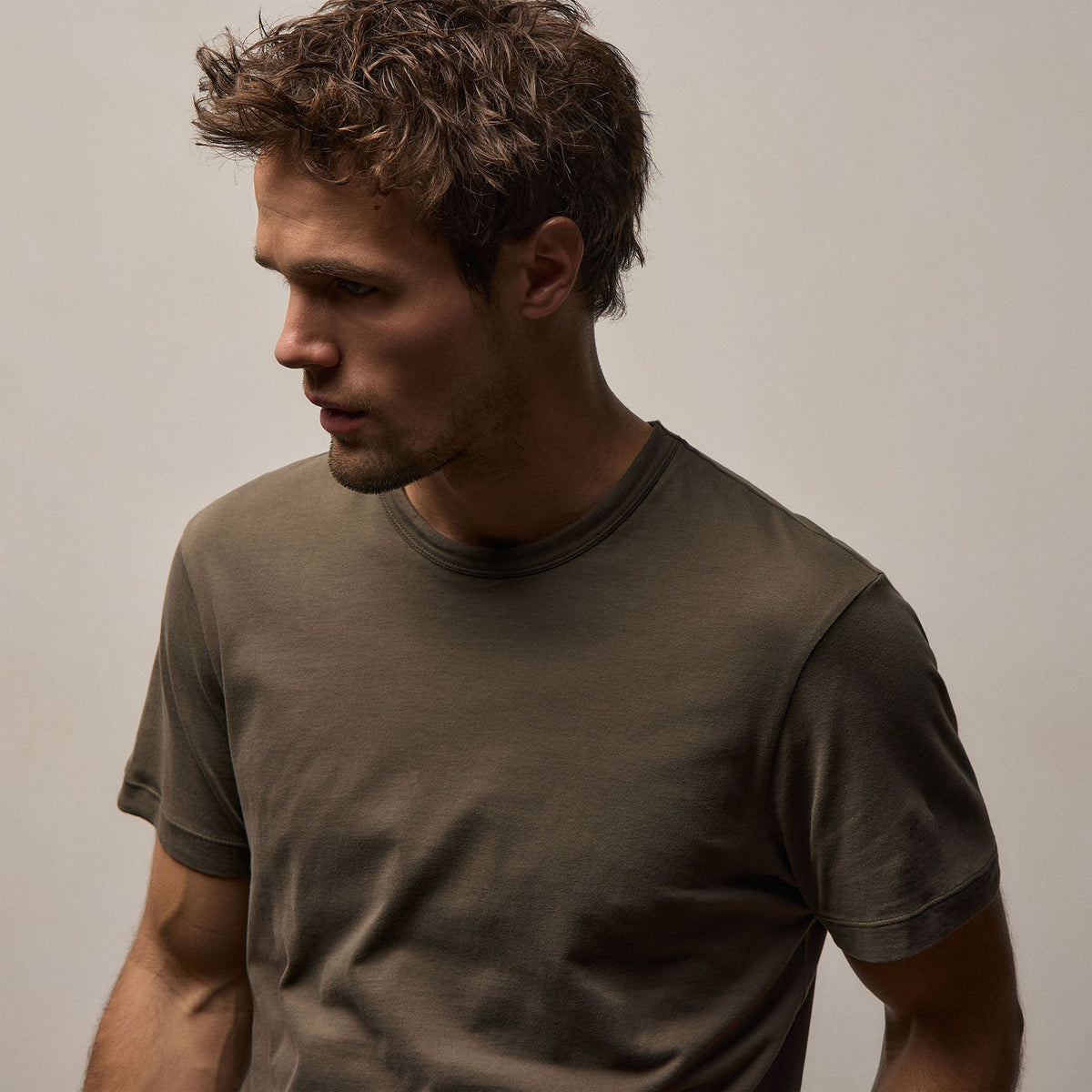 Brushed Lotus Crew in Army Green | James Perse Los Angeles