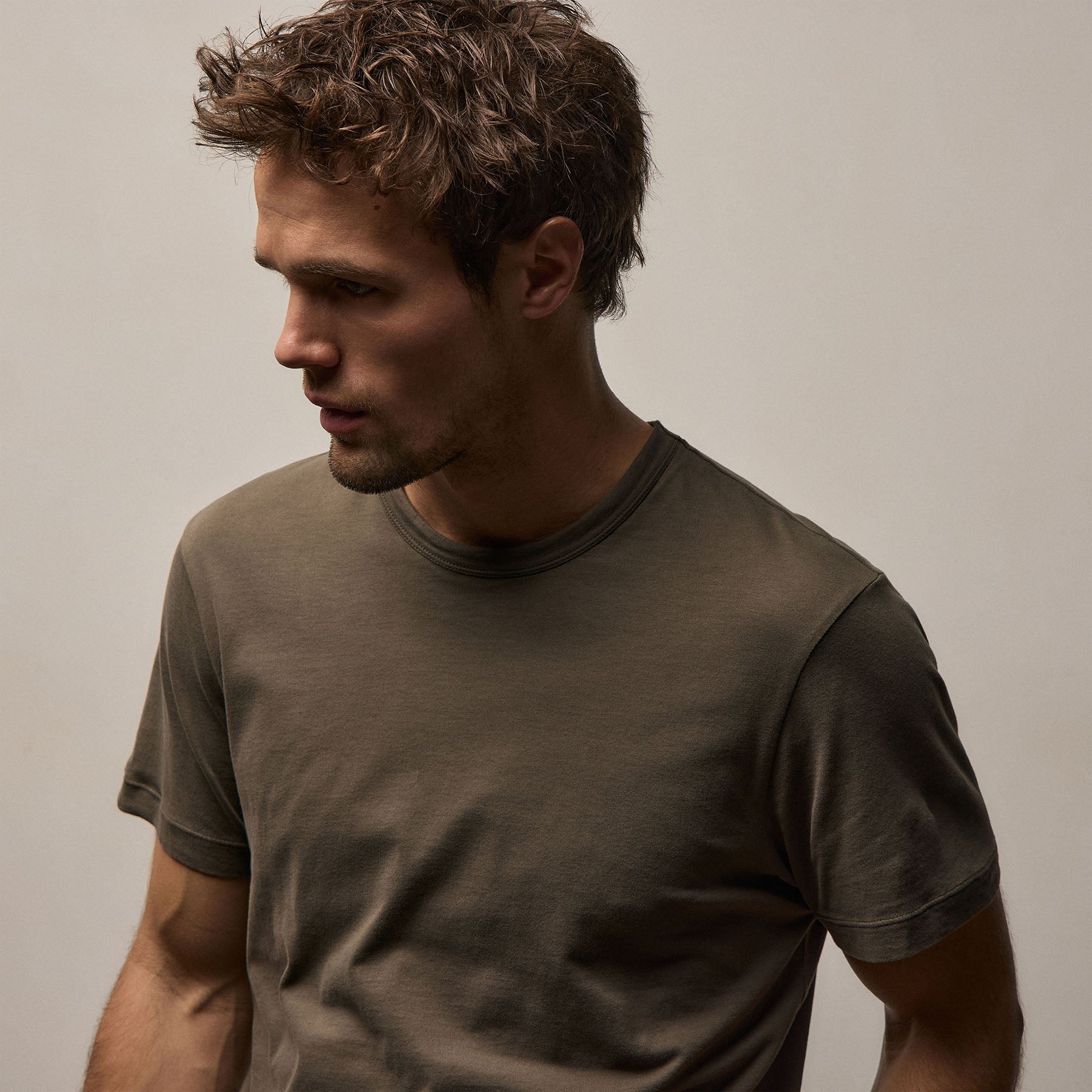 Brushed Lotus Crew in Army Green | James Perse Los Angeles