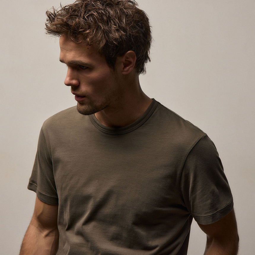 Brushed Lotus Crew in Army Green | James Perse Los Angeles