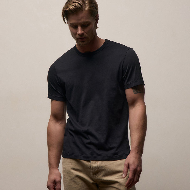 Brushed Lotus Crew in Black | James Perse Los Angeles