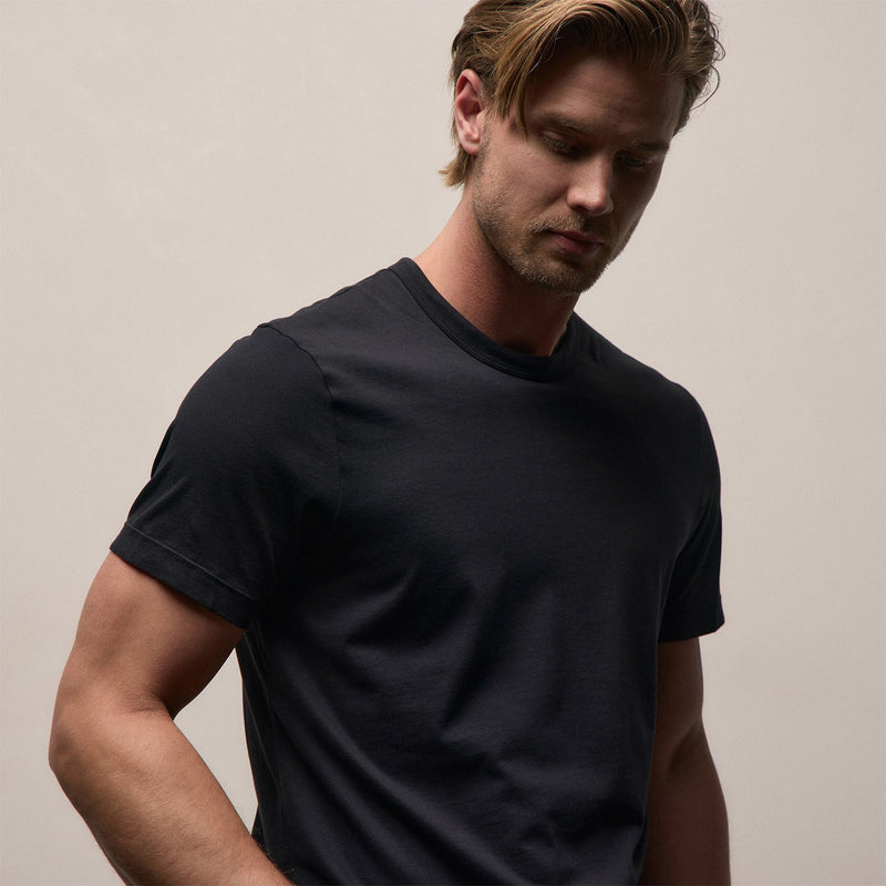 Brushed Lotus Crew in Black | James Perse Los Angeles
