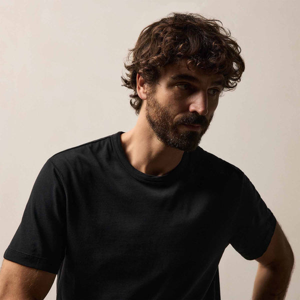 Brushed Lotus Crew in Black | James Perse Los Angeles