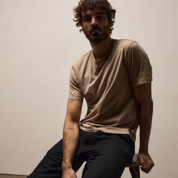 Brushed Lotus Crew in Coffee | James Perse Los Angeles