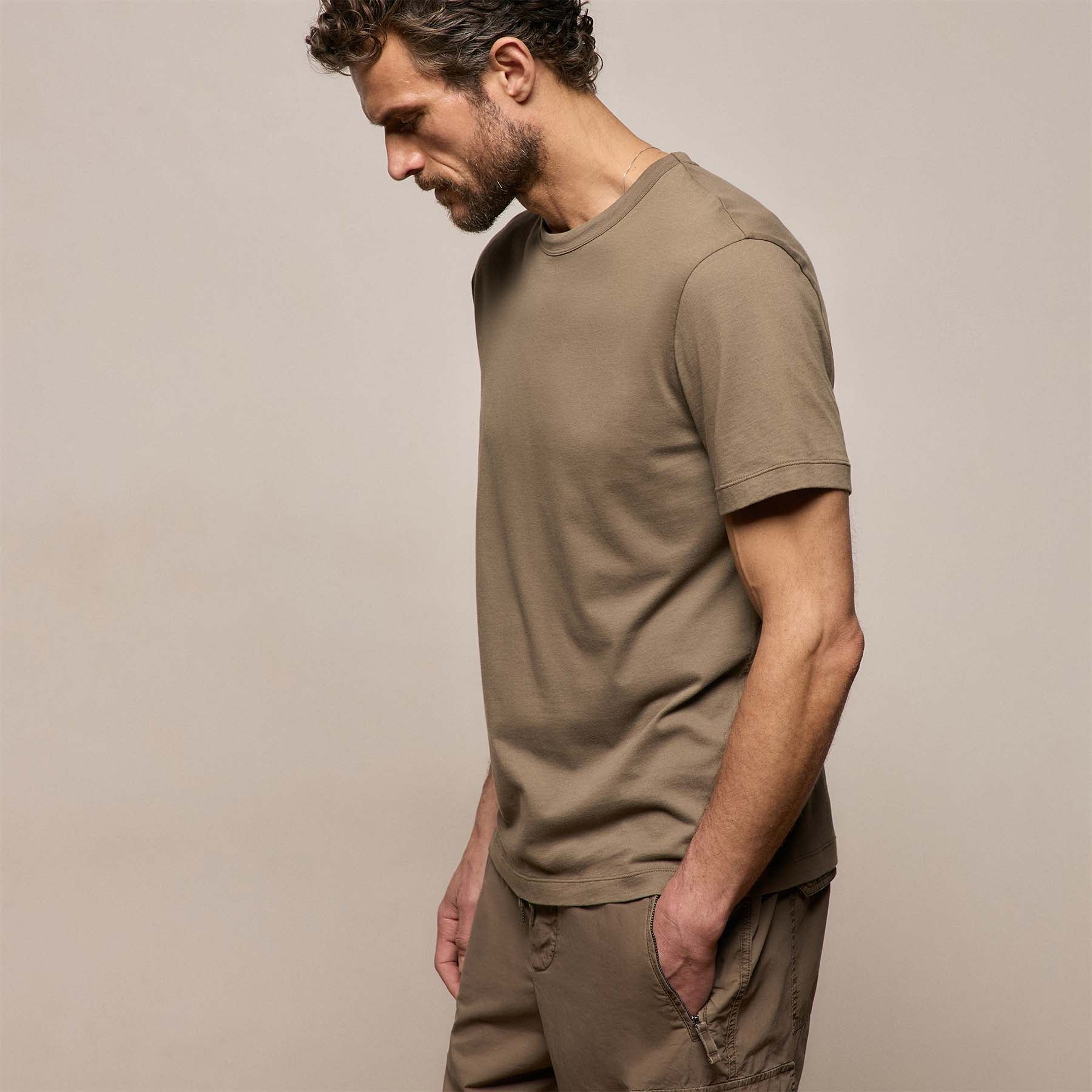 Brushed Lotus Crew in Light Olive | James Perse Los Angeles