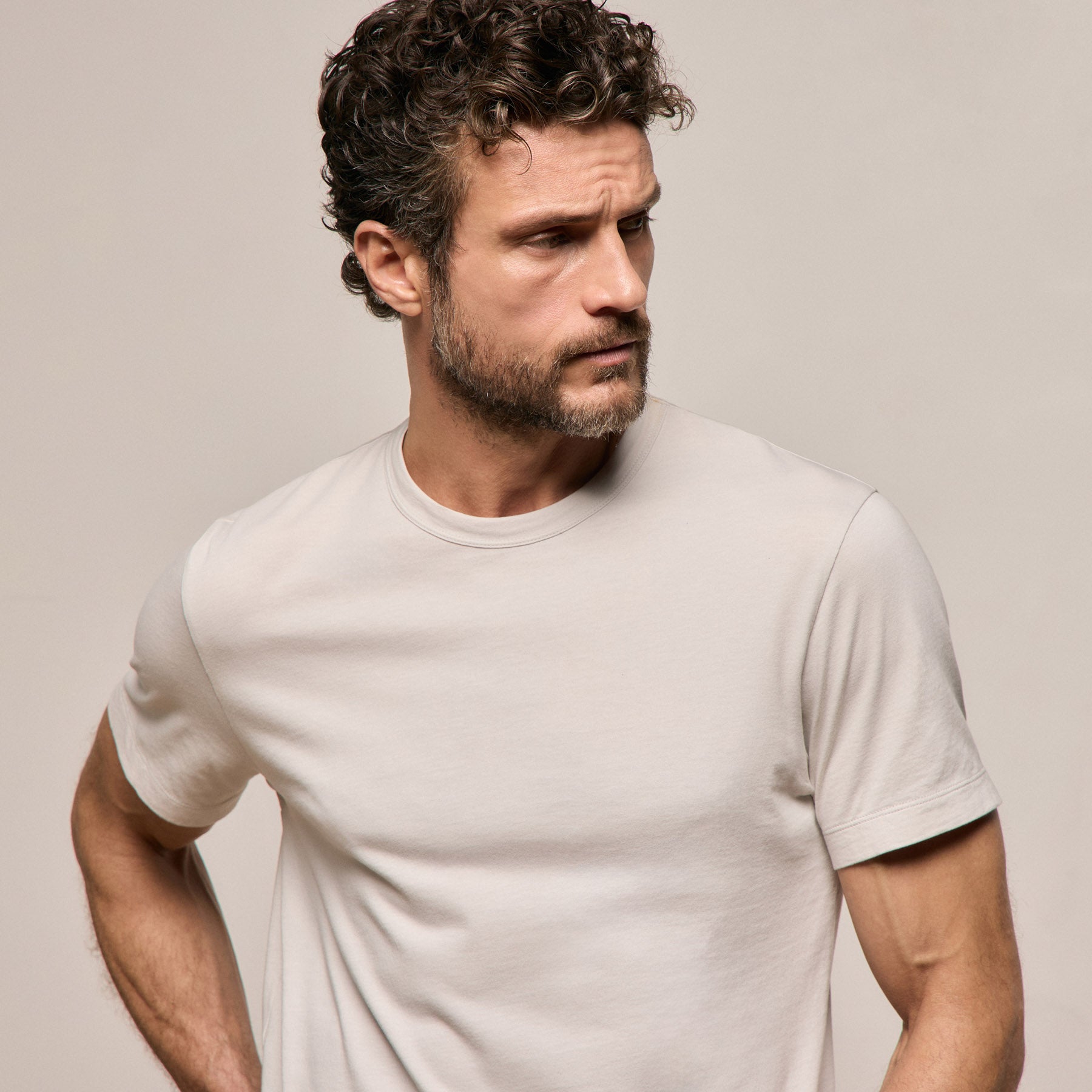 Brushed Lotus Crew in Pearl | James Perse Los Angeles