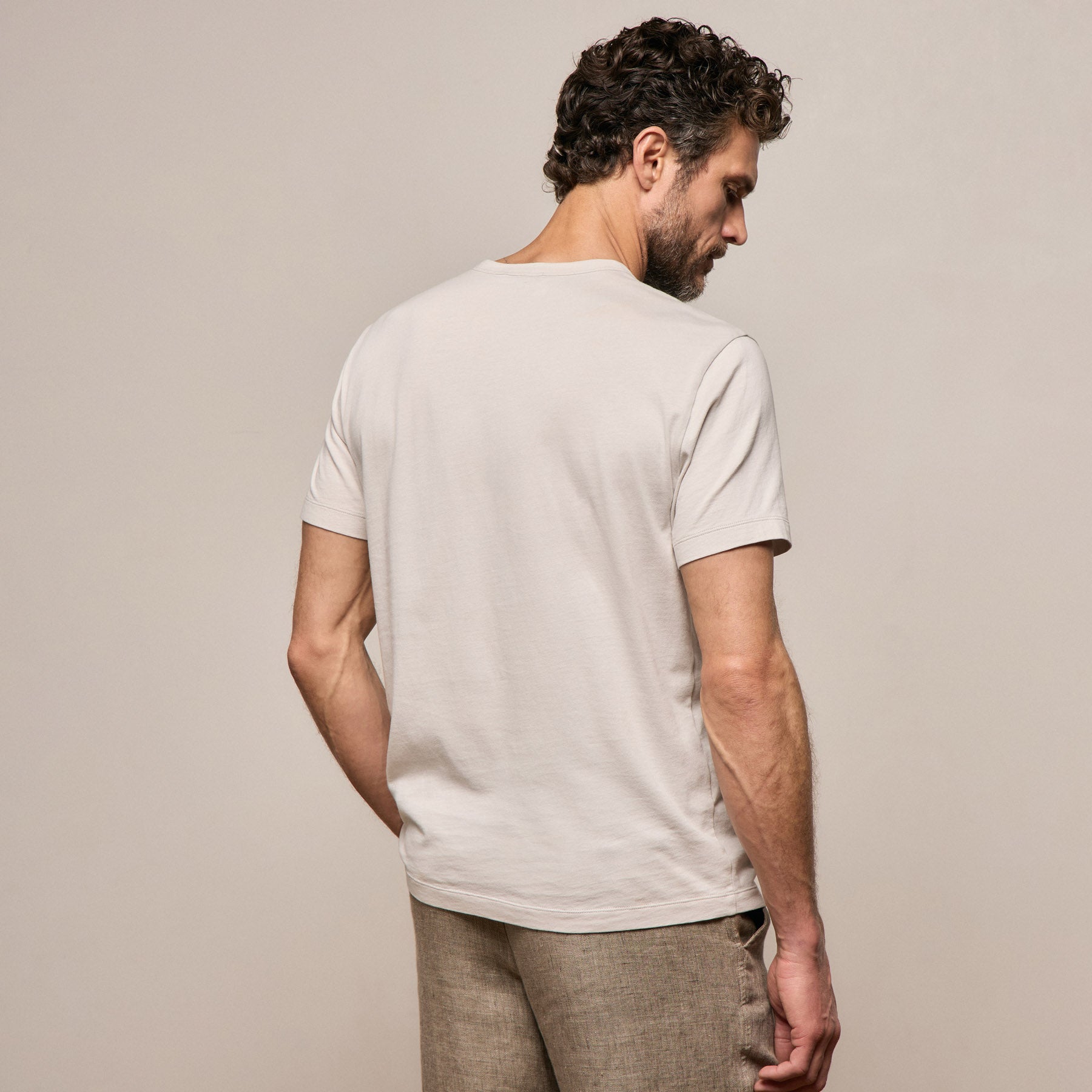 Brushed Lotus Crew in Pearl | James Perse Los Angeles