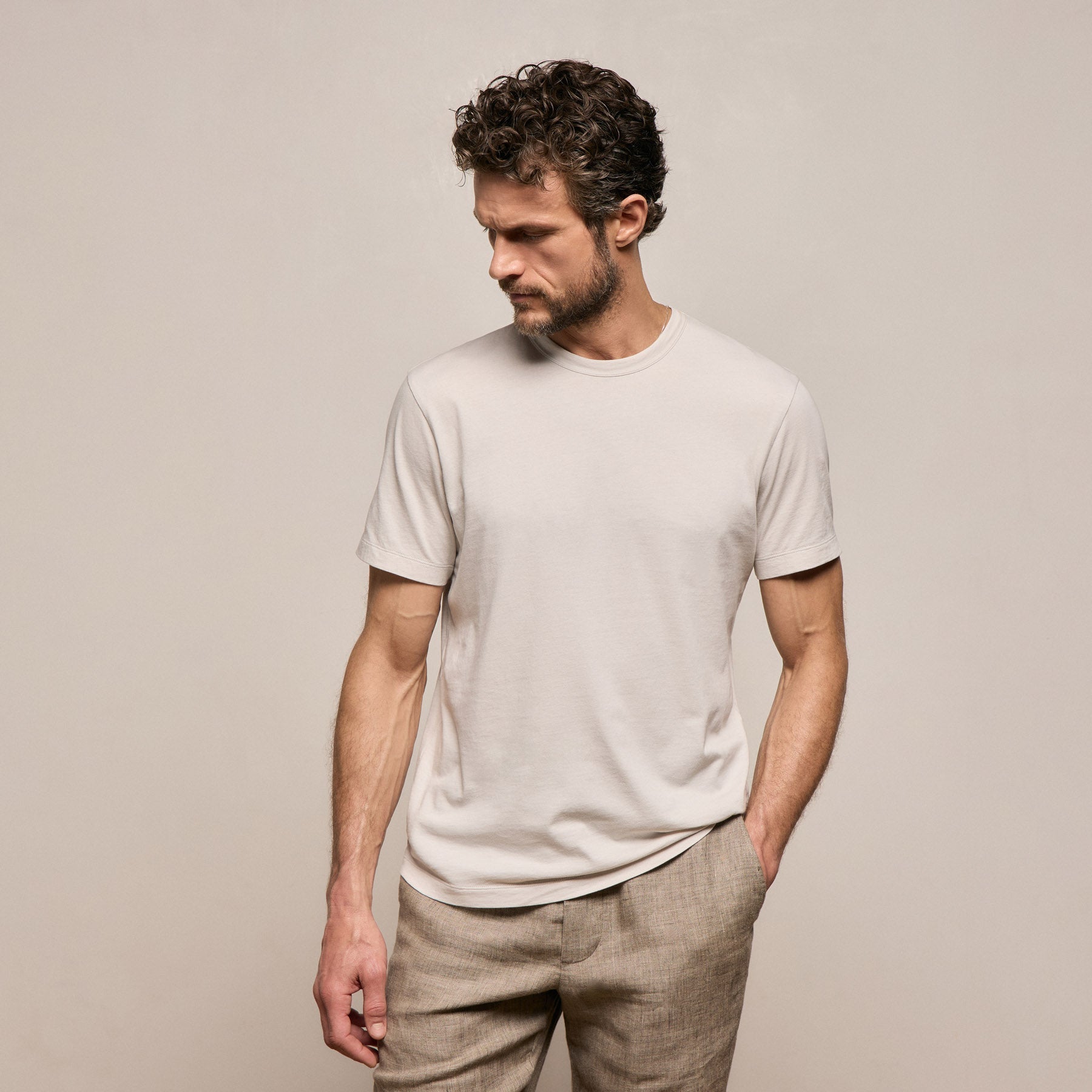 Brushed Lotus Crew in Pearl | James Perse Los Angeles