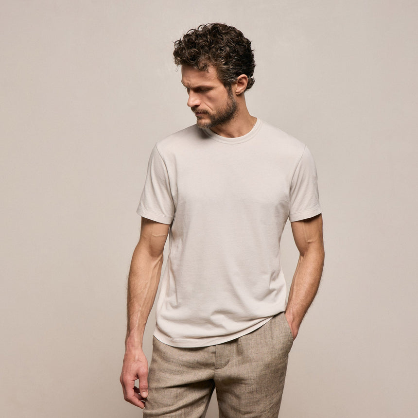 Brushed Lotus Crew in Pearl | James Perse Los Angeles