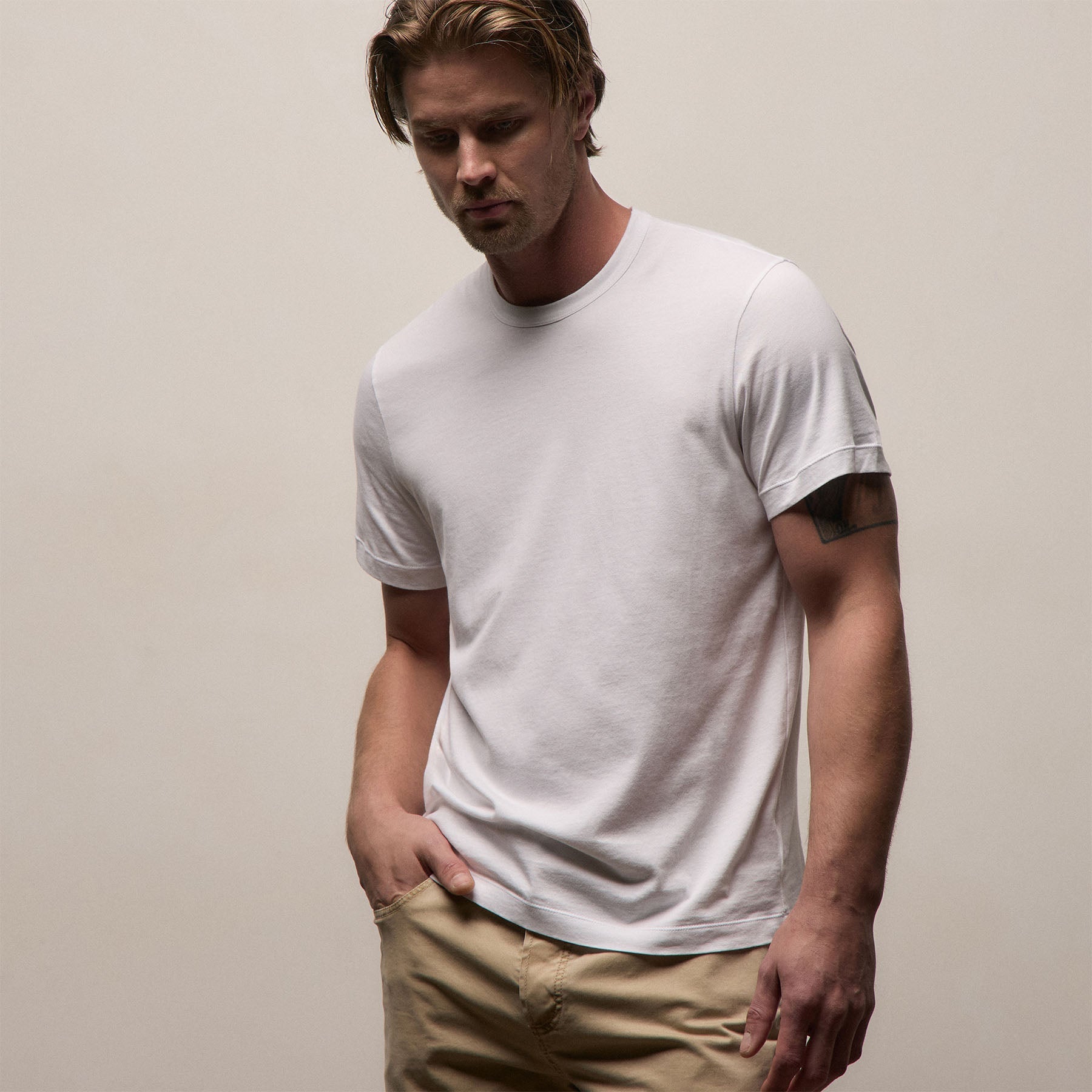 Brushed Lotus Crew in White | James Perse Los Angeles