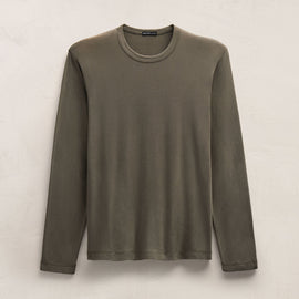 Brushed Lotus Long Sleeve Crew in Army Green | James Perse Los Angeles