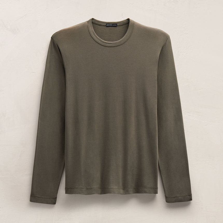 Brushed Lotus Long Sleeve Crew in Army Green | James Perse Los Angeles