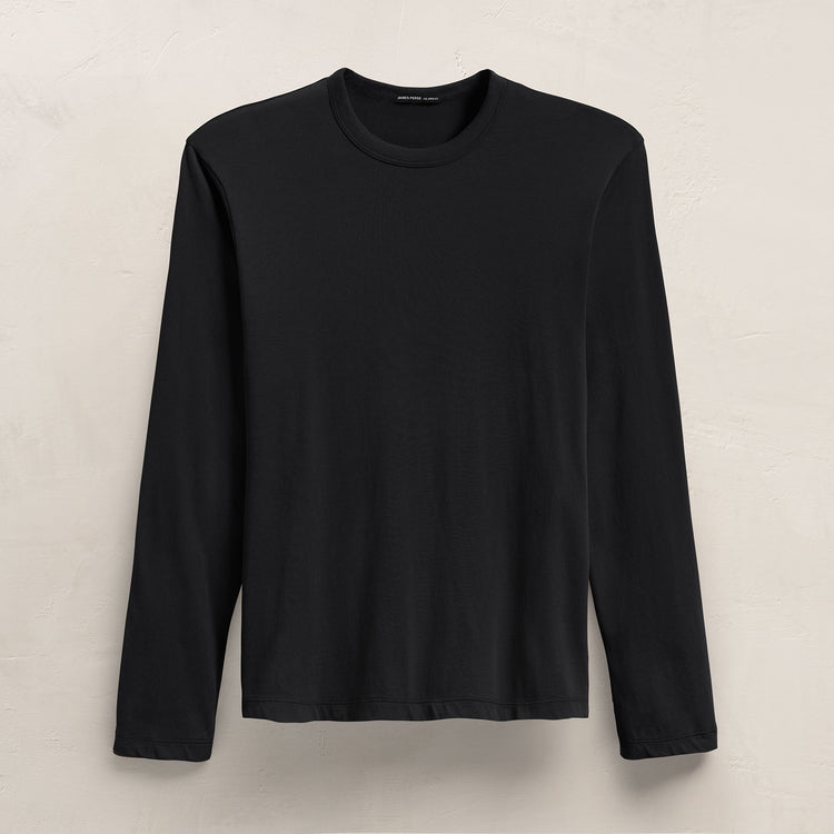 Brushed Lotus Long Sleeve Crew - Black