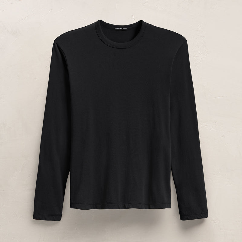 Brushed Lotus Long Sleeve Crew - Black