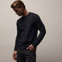 Brushed Lotus Long Sleeve Crew in Black | James Perse Los Angeles
