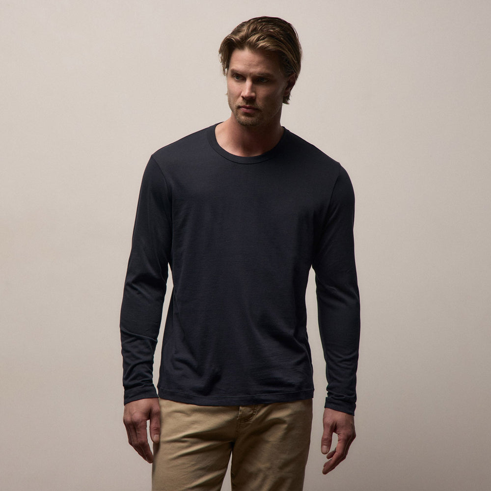 Brushed Lotus Long Sleeve Crew in Deep | James Perse Los Angeles