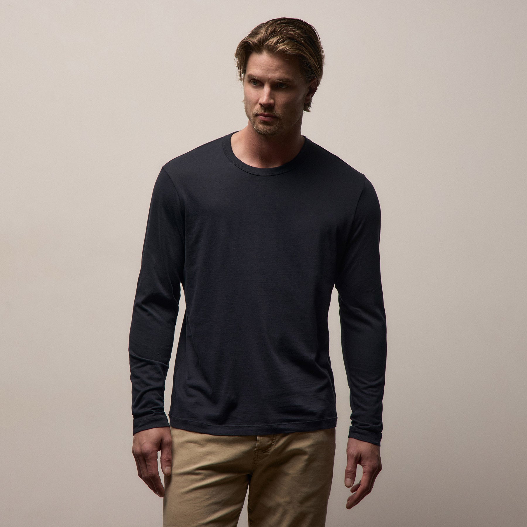 Brushed Lotus Long Sleeve Crew in Deep | James Perse Los Angeles