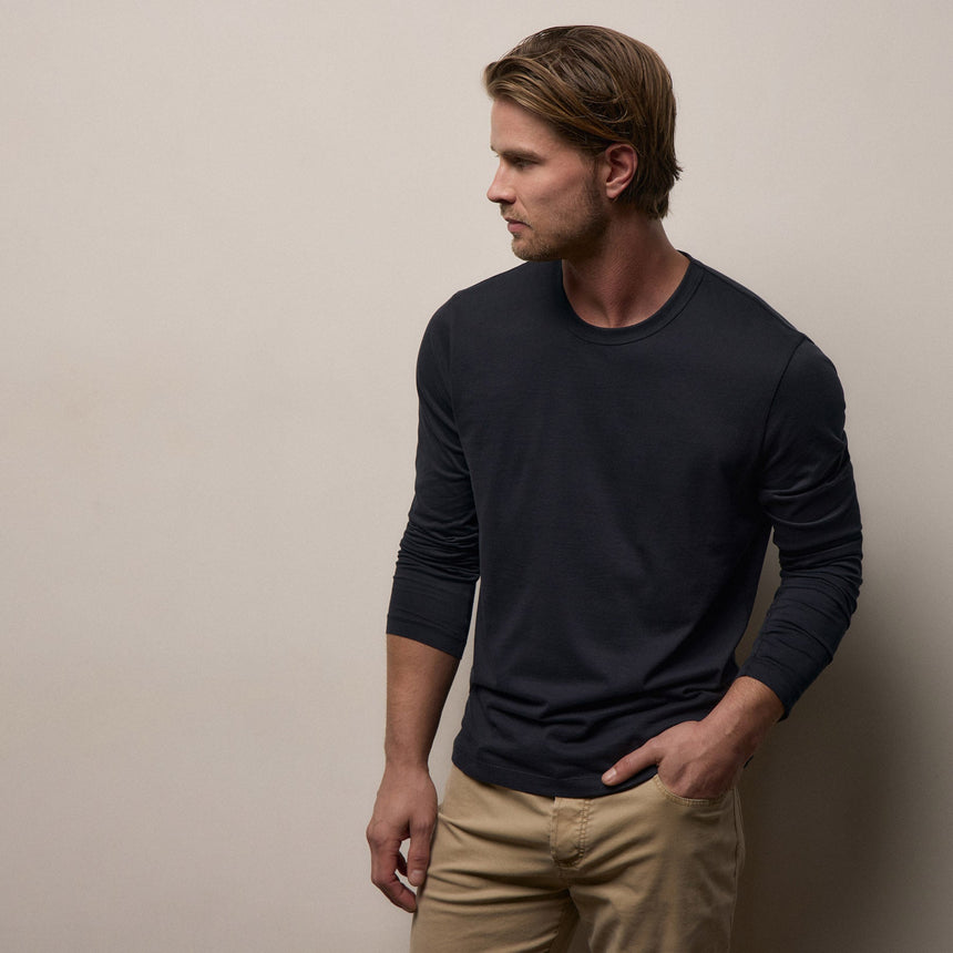 Brushed Lotus Long Sleeve Crew in Deep | James Perse Los Angeles