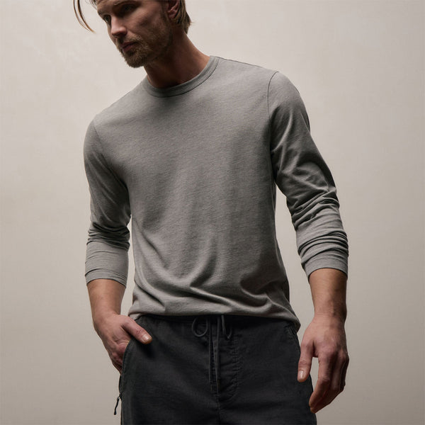 Brushed Lotus Long Sleeve Crew in Heather Grey | James Perse Los Angeles