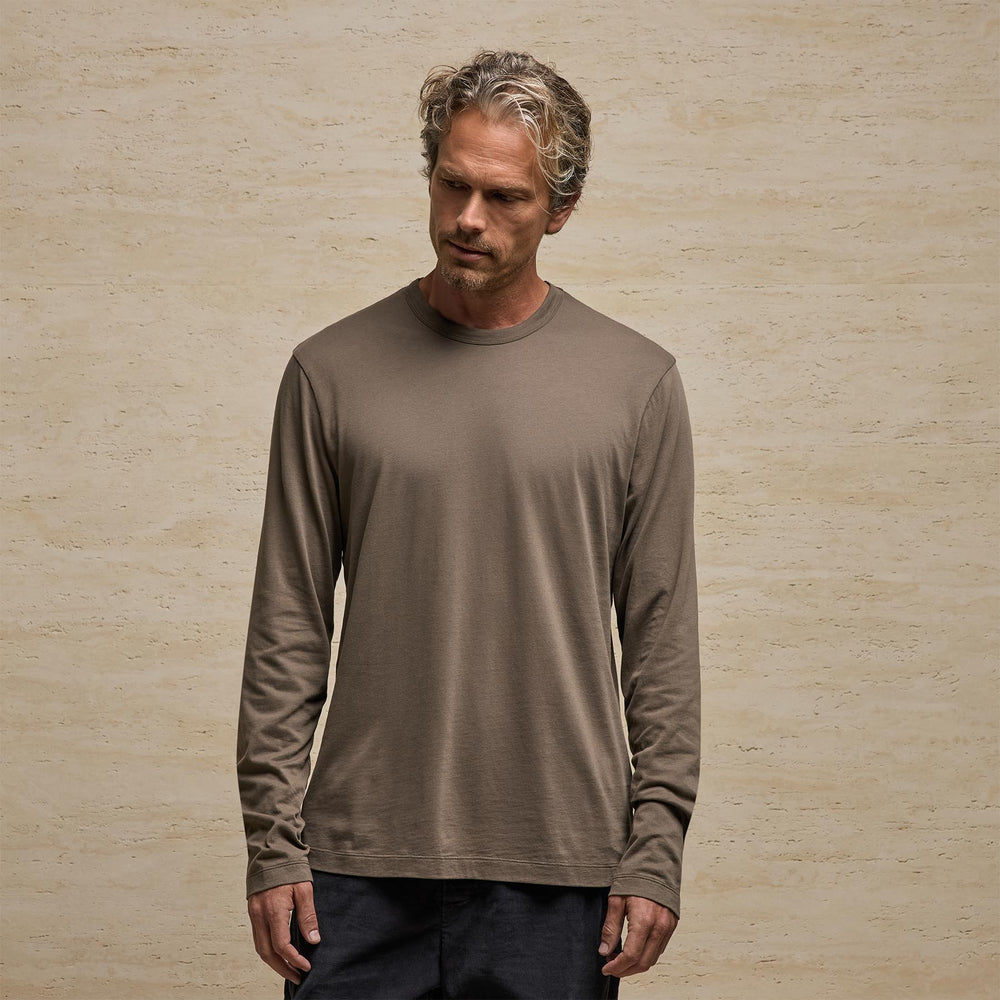 Brushed Lotus Long Sleeve Crew in Stag | James Perse Los Angeles
