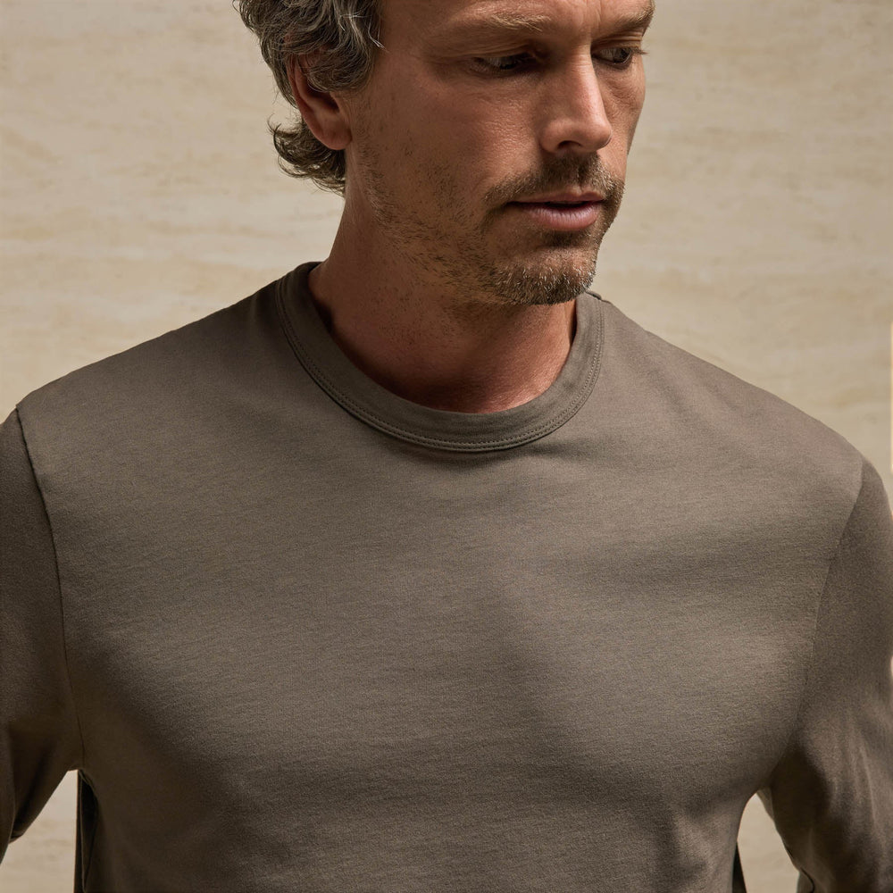Brushed Lotus Long Sleeve Crew in Stag | James Perse Los Angeles
