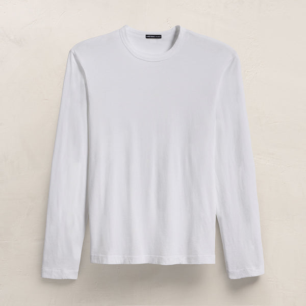 Brushed Lotus Long Sleeve Crew - White