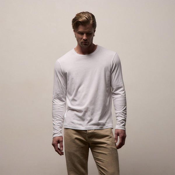 Brushed Lotus Long Sleeve Crew in White | James Perse Los Angeles