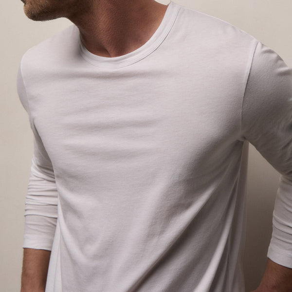 Brushed Lotus Long Sleeve Crew in White | James Perse Los Angeles